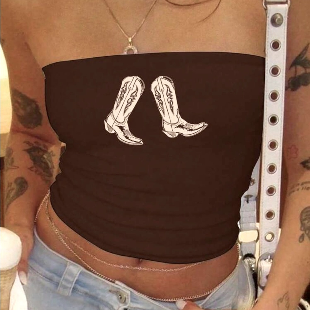 Western Girl Strapless Crop Top NEW 🏷️
